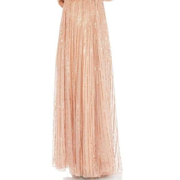Mac Duggal Apricot Copper Sequin Surplice A-Line Gown - Picture 4 of 5